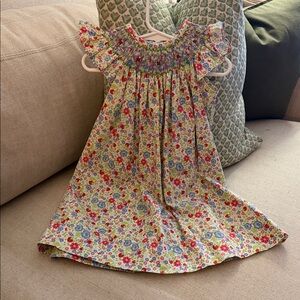 Colorful Floral Dress with Smocked Neckline